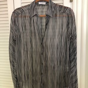 Equipment striped sheer silk blouse